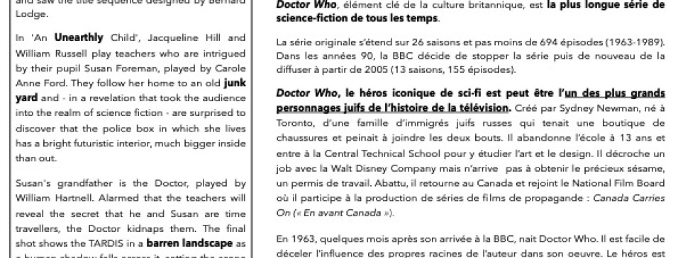 Newsletter leven & Nous n°41 – Doctor Who
